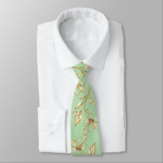 Luxury green & Gold Floral Men's Necktie – Elegant