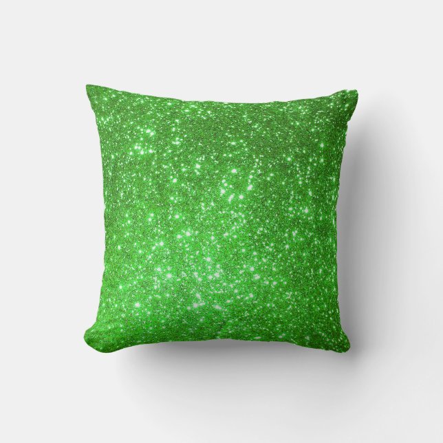 Luxury Green Gold Glitter Cushion (Front)