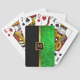Luxury Green Gold Glitter Playing Cards