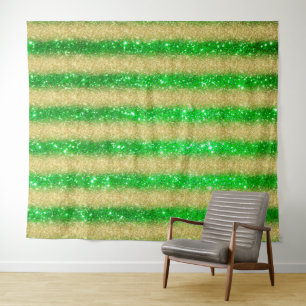 Luxury Green Gold Glitter Tapestry