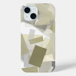 Luxury Green Grey White Watercolor Abstract Art iPhone 15 Case