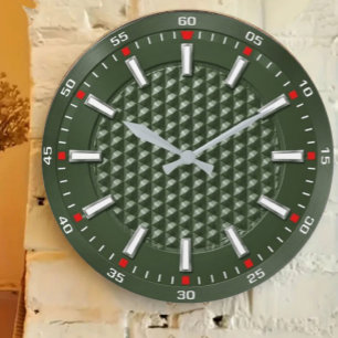 Luxury Green Textured Modern Forest Green Large Clock