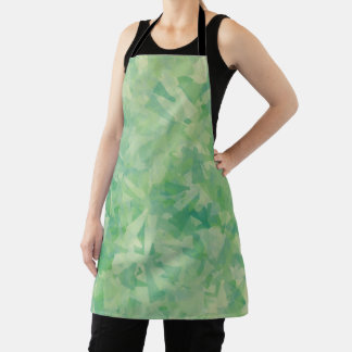 Luxury Green Yellow White Watercolor Abstract Art Apron