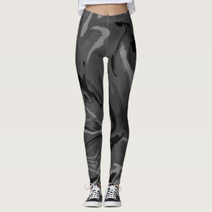 Luxury Grey Black Watercolor Abstract Magic Leggings