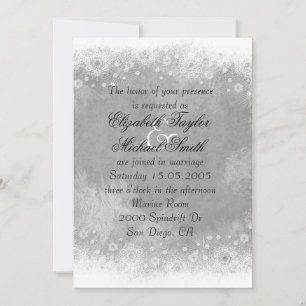 Luxury Grey Frosty Snowflake Winter Wedding Invite
