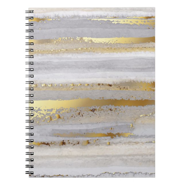 Luxury Grey Gold Watercolor Texture Notebook (Front)