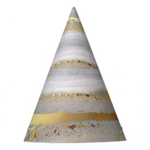 Luxury Grey Gold Watercolor Texture Party Hat