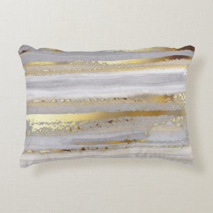 Luxury grey watercolor and gold texture decorative cushion