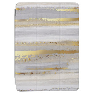 Luxury grey watercolor and gold texture iPad air cover