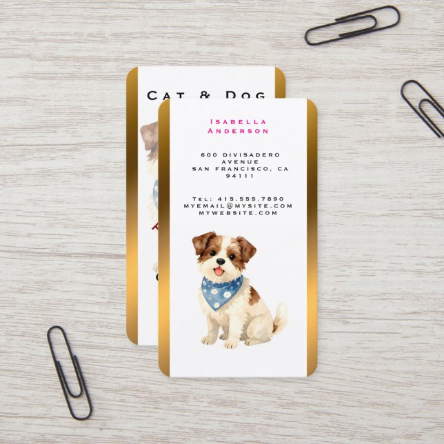 Luxury Grooming Dog Personalised Trendy Collection Business Card (Front/Back In Situ)