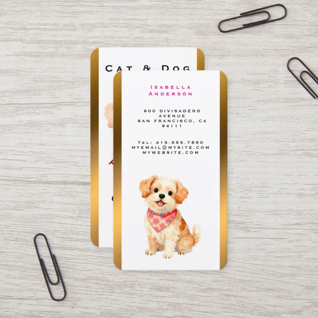 Luxury Grooming Pet Personalized Modern Collection Business Card (Front/Back In Situ)