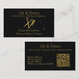 Luxury Hair Studio Business Card with Glitter