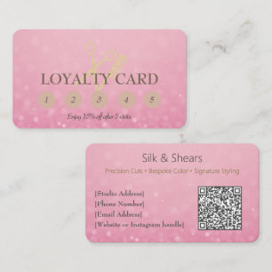 Luxury Hair Studio Pink Glitter and Gold Logo - Loyalty Card