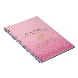 Luxury Hair Studio Pink Glitter and Gold Logo - Notebook