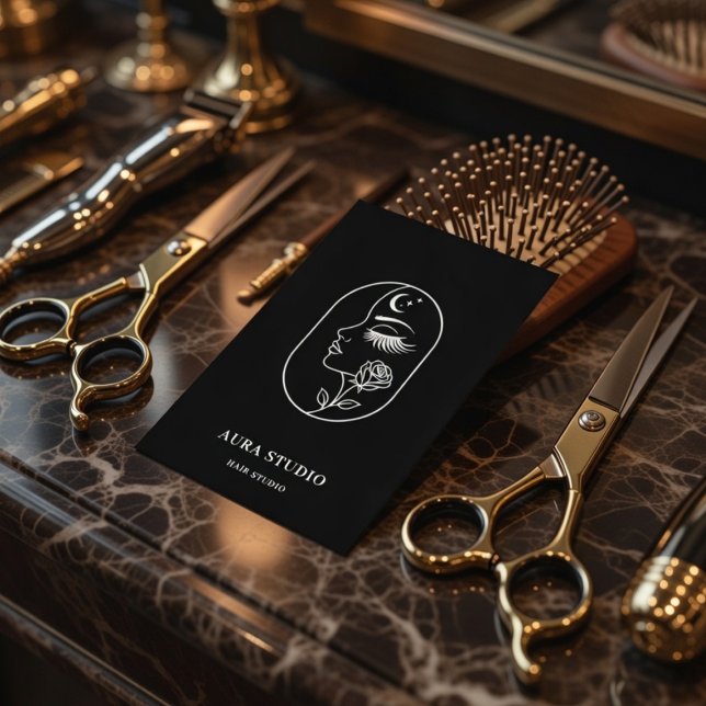 Luxury Hair Stylist Business Card with QR Code  (Creator Uploaded)