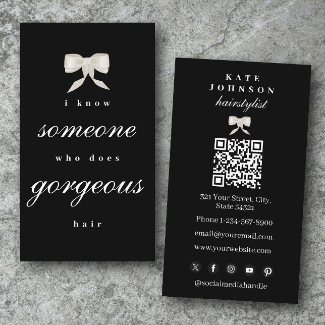 Luxury Hairstylist Beaty Salon Hairdresser QR Code Business Card (Luxury Hairstylist Beaty Salon Hairdresser QR Code Business Card)