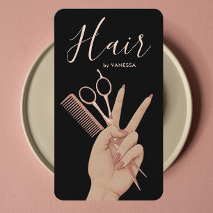 Luxury Hairstylist Hairdresser Elegant Rose Gold Business Card