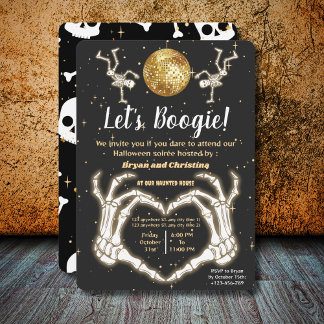 Luxury Halloween Dance Skeletons Disco Ball Party Invitation