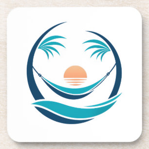 Luxury Hammock Sunset Logo Coaster
