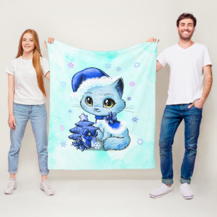 Luxury Hand Drawn Cat Art Fleece Blanket MEDIUM