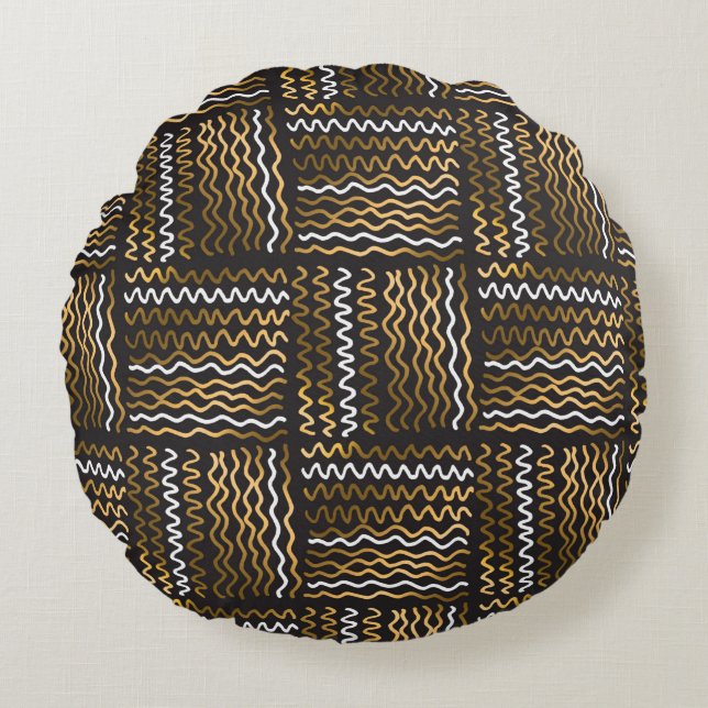 Luxury hand drawn seamless pattern round cushion (Front)