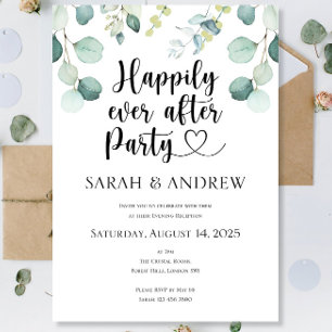 Luxury Happily Ever After Party Wedding Eucalyptus Invitation