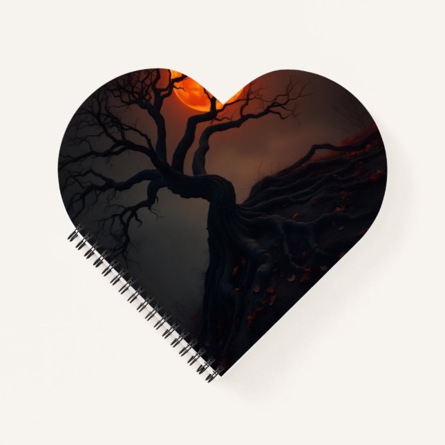 Luxury Haunted Blood Moon Halloween Notebook (Front)