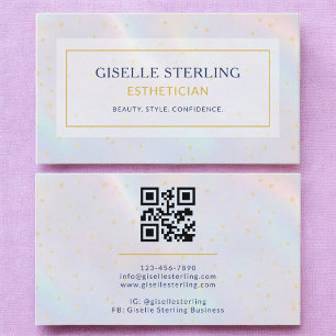 Luxury Holographic Aesthetician Modern  Business Card