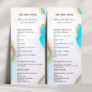 Luxury Holographic Agate Gold Opal Price List Rack Card