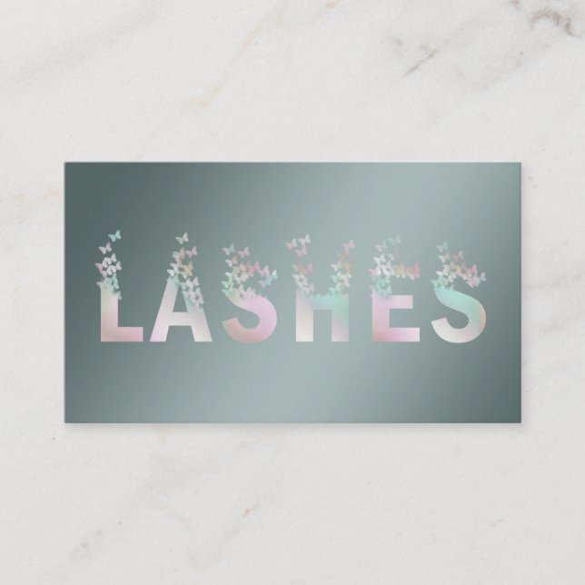 Luxury holographic butterflies lashes logo business card (Front)