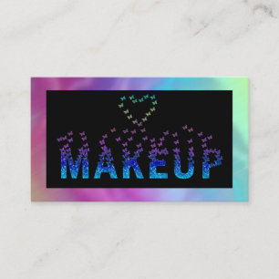 Luxury holographic butterflies makeup logo business card