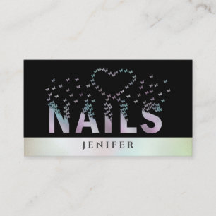 Luxury holographic butterflies nails logo business card