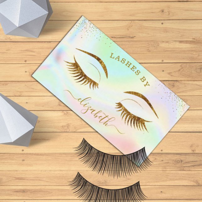 Luxury Holographic Gold Eyelashes Business Card (Creator Uploaded)