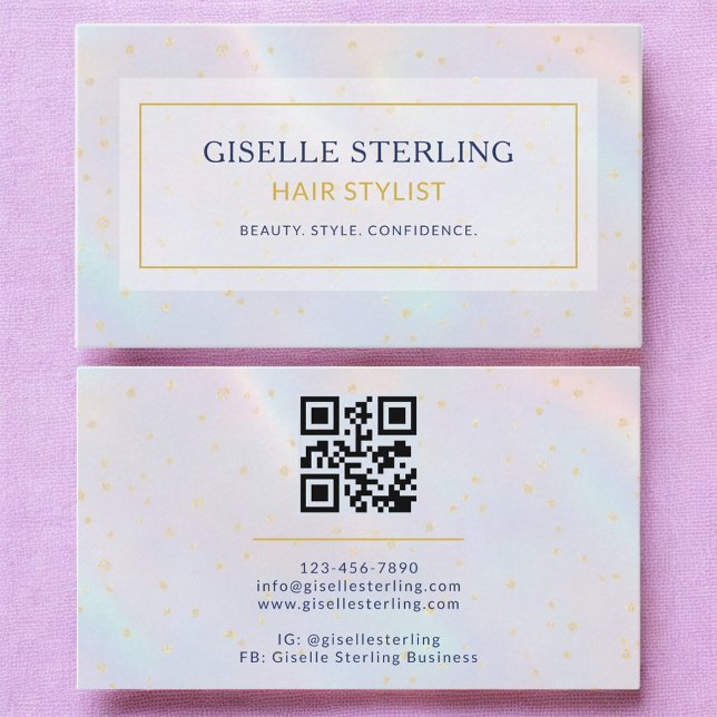 Luxury Holographic Hair Stylist Modern  Business Card (Creator Uploaded)