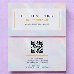 Luxury Holographic Nail Technician Modern  Business Card