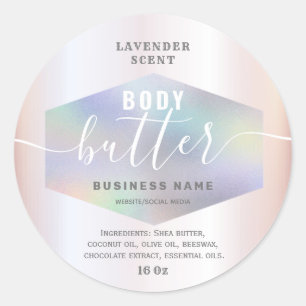 Luxury holographic script body butter label