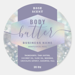 Luxury holographic script body butter label