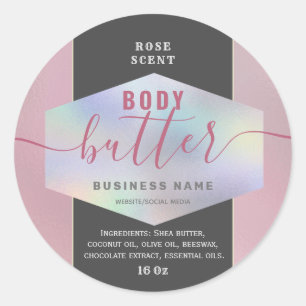 Luxury holographic script body butter label