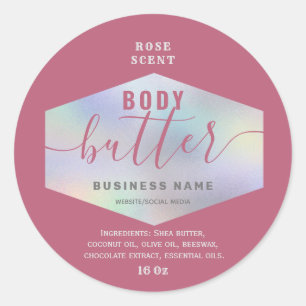 Luxury holographic script body butter label