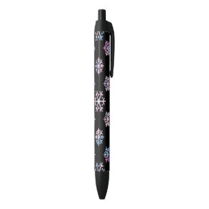 Luxury Holographic Snowflake Christmas Collection Black Ink Pen