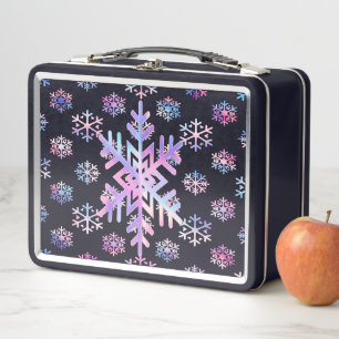 Luxury Holographic Snowflake Christmas Collection Metal Lunch Box