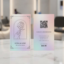 Luxury Holographic Tattoo Artist Card with QR Code