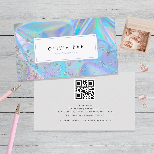 Luxury Holographic Trendy  Business Card (Creator Uploaded)