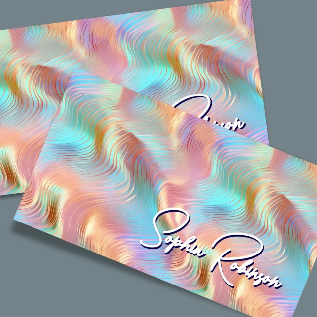 Luxury Holographic Waves Business Card (Creator Uploaded)