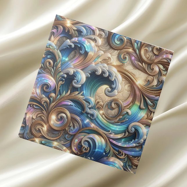 Luxury Home | Rainbow Coastal Ocean Waves Ceramic Tile (Creator Uploaded)