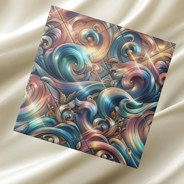 Luxury Home | Rainbow Coastal Ocean Waves Ceramic Tile (Creator Uploaded)