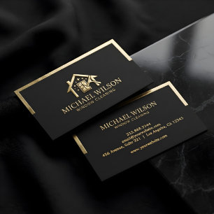 Luxury Home Service Black & Gold Window Cleaning Business Card