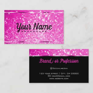 Luxury Hot Pink Glitter Luminous Stars Elegant  Business Card