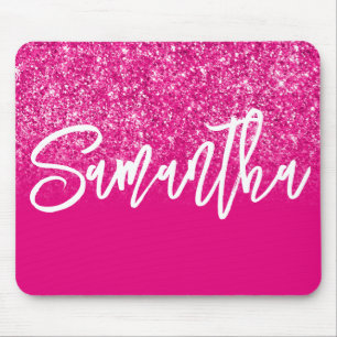 Luxury Hot Pink Glitter Ombre Personalised Mouse Pad