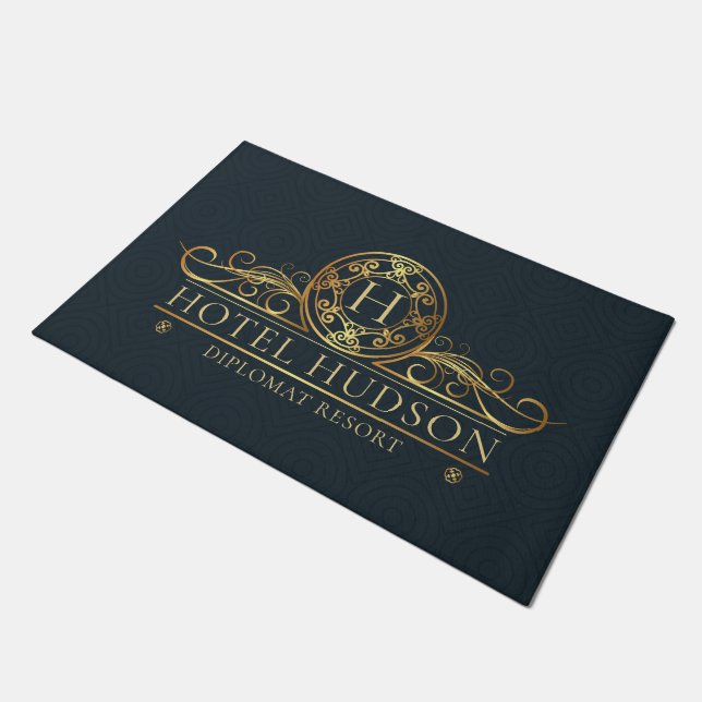 Luxury Hotel Branding Gold Doormat (Angled)